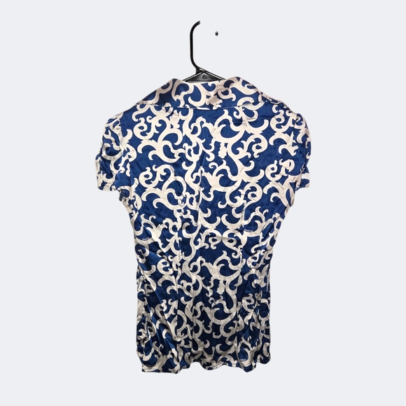 Y2k Bebe Blue and White Silk Top ! - Picture 4 of 8